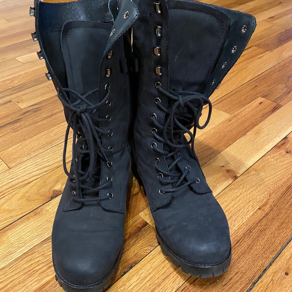 Black combat boots